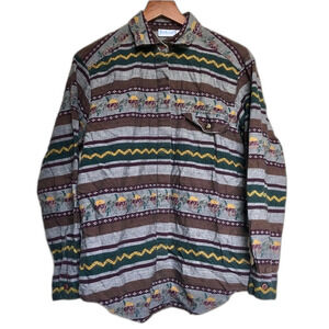 Backroad Blues Vintage Aztec Outdoor Button-Up Shirt Size Small